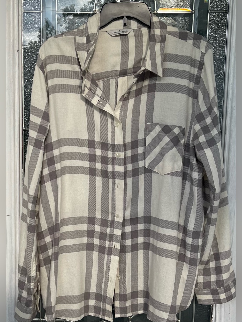 Size XXXL | Men’s Alpine Design Gray and White Plaid Button-Down Shirt